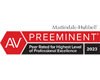 Martindale-Hubbell AV Preeminent Peer Rated For Highest Level of Professional Excellence | 2023